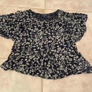 Floral Short Sleeve Top with Ruffle Detailing